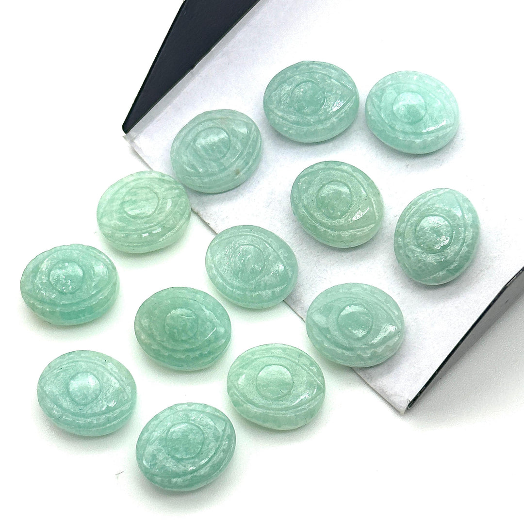 Natural Amazonite Evil Eye Shape Briolettes, AAA Amazonite Eye Shape Carved Beads, Evil Eye Hand Carved Gemstone Beads, 12 MM, Eye Charms