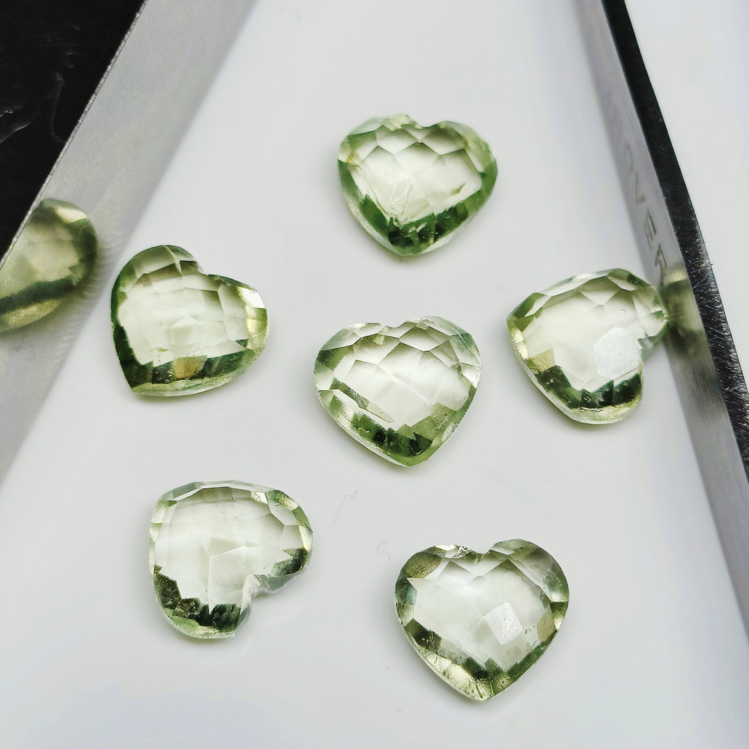 5,6,7,8,9,10 Pcs 100% Natural Green Amethyst Heart Shape Faceted Briolettes , hand carvedFaceted Gemstone, loose Gemstone For Jewellery 8 mm