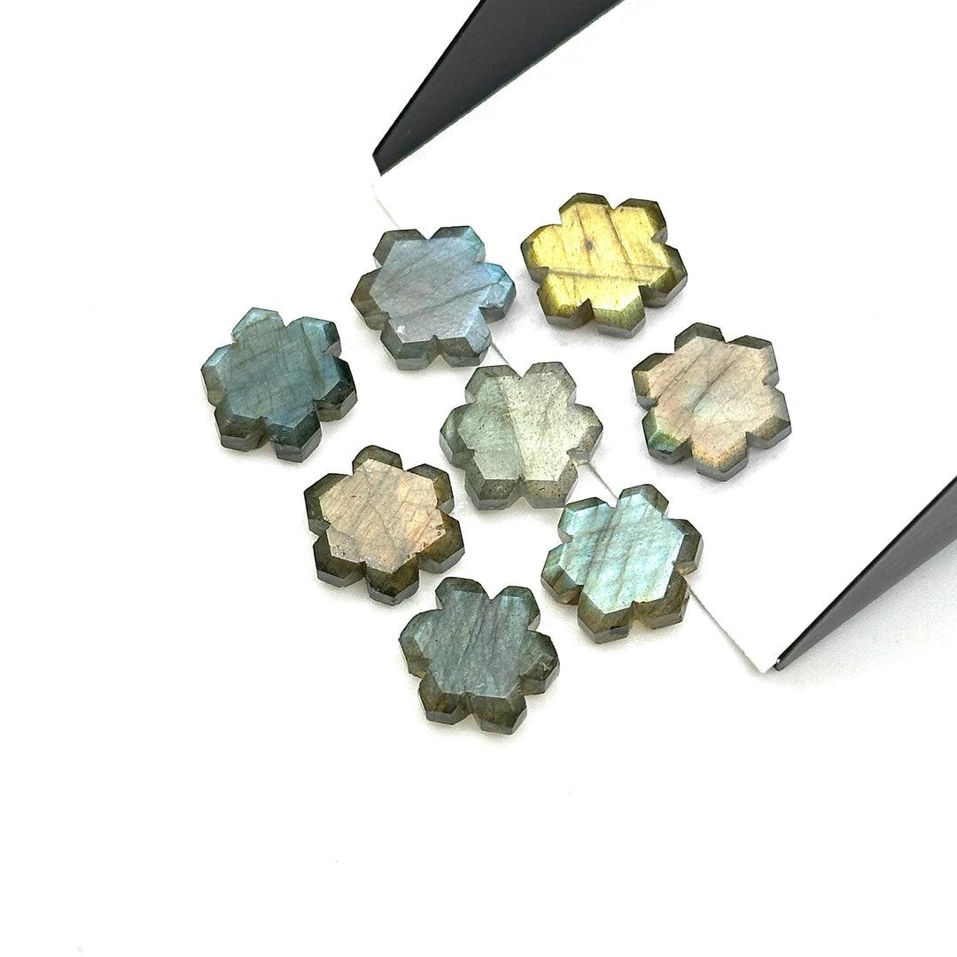 Natural Labradorite Flower Shape Beads, Hand Carved Flower Shape Gemstone, Flashy Labradorite Carving Beads, 11 MM Loose Beads for Jewelry