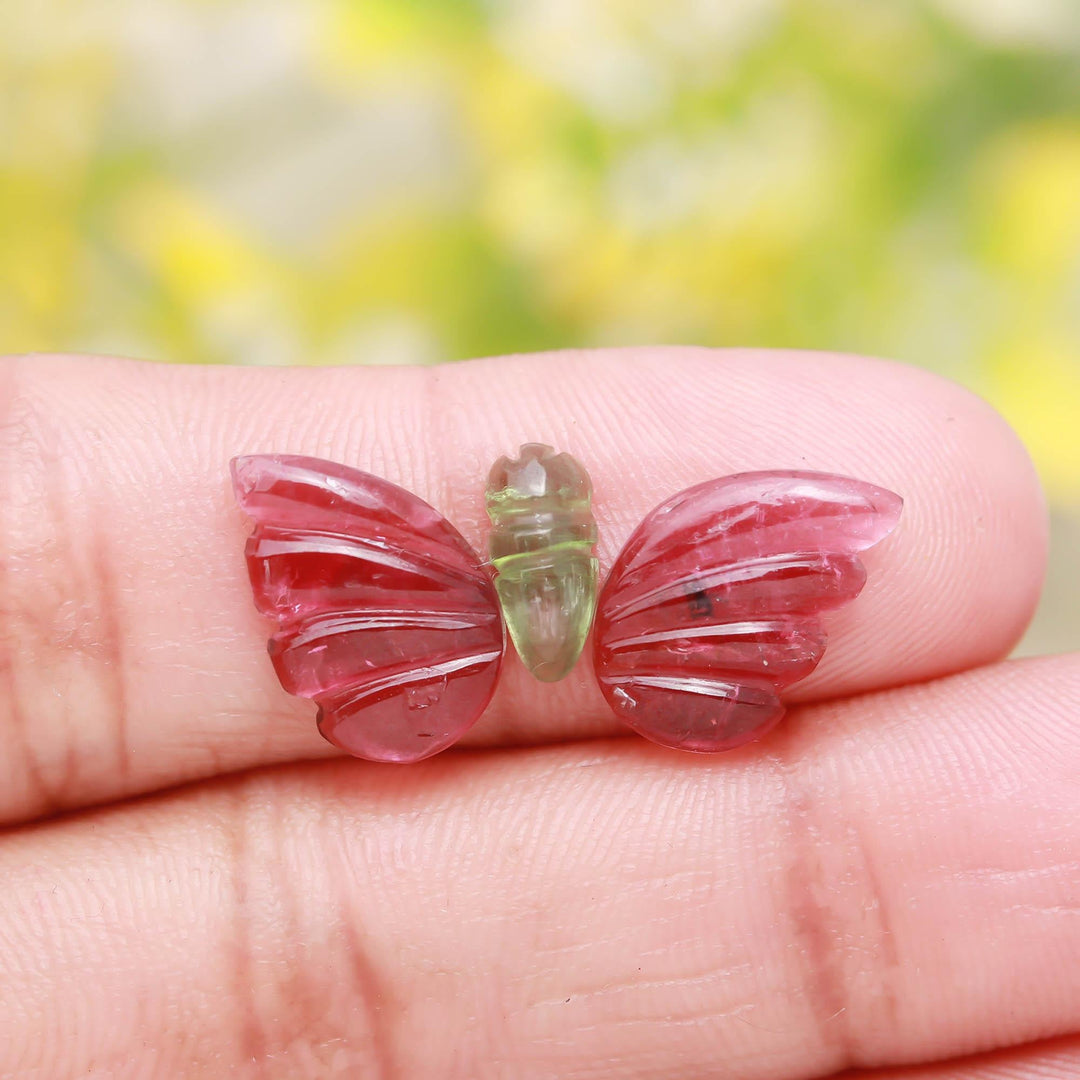 Carved Tourmaline Butterfly Beads: AAA Grade, 14-10mm, Jewelry Making