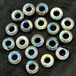 Load image into Gallery viewer, Labradorite Donut Gemstone Beads: 12mm Blue Fire Carved Jewelry