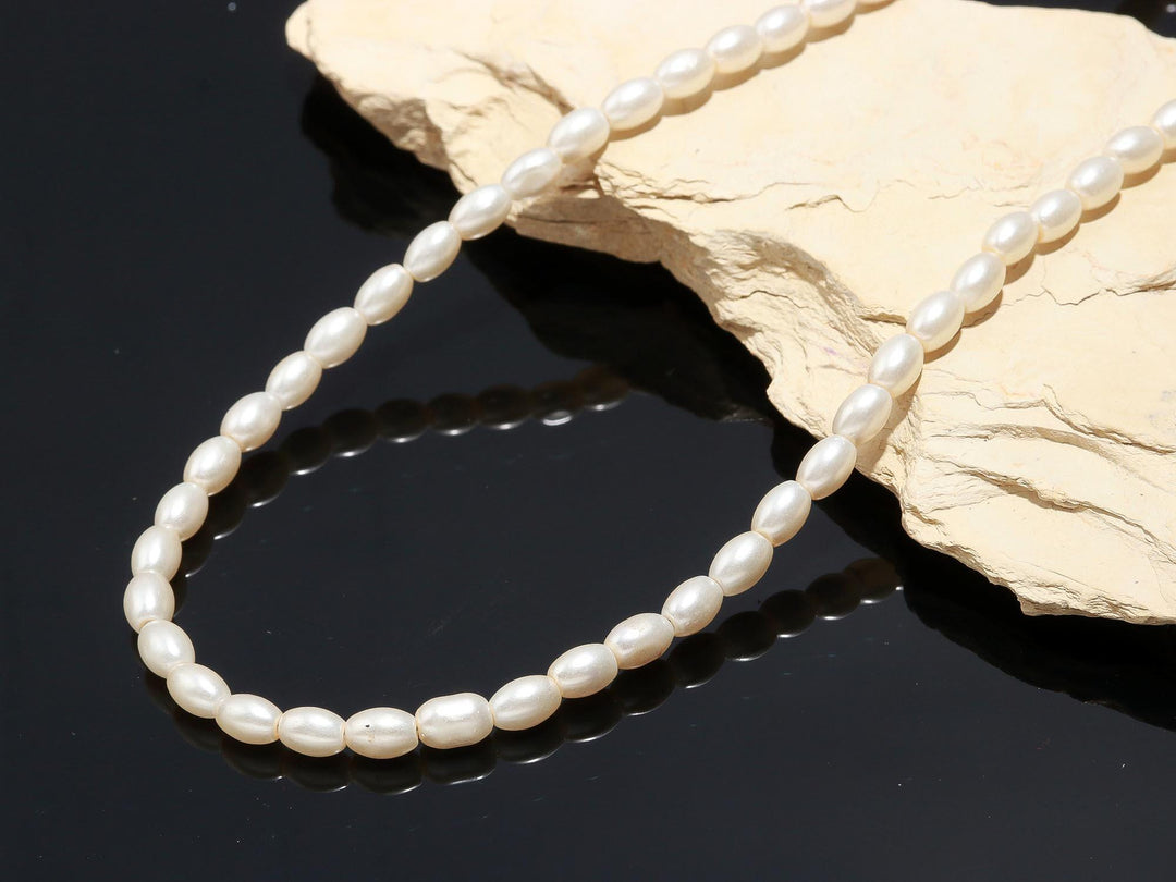 Beautiful White Pearl Necklace, Smooth Oval Pearl Beads Necklace, 6 MM Pearl Necklace, Party Wear Necklace for Her, Bridesmaid Gifts