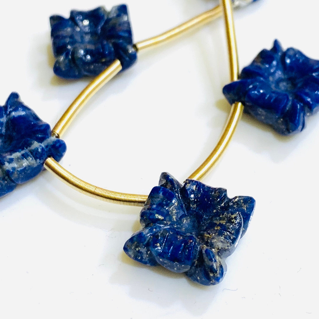 1,2,3,4,5 pcs 100% Natural Lapis Lazuli Fancy Shape Carved Gemstone, Fancy Shape Carving, Carved Gemstone For Jewellery 12.3 mm