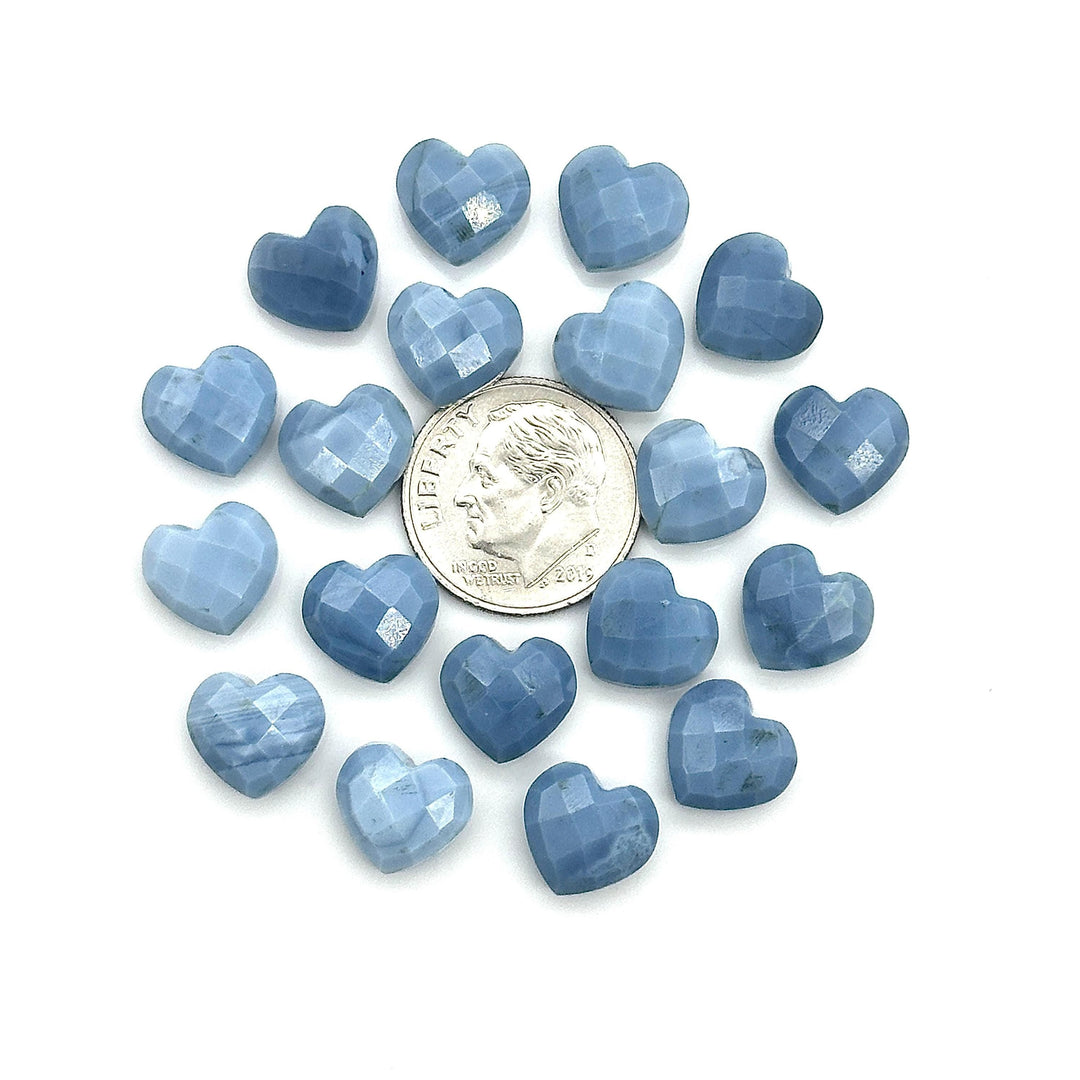 AAA Blue Opal Heart Shape Beads, Blue Opal Faceted Heart Shape Briolettes, Blue Opal Carved Gemstones, Jewelry Making Heart Charms, 10 MM
