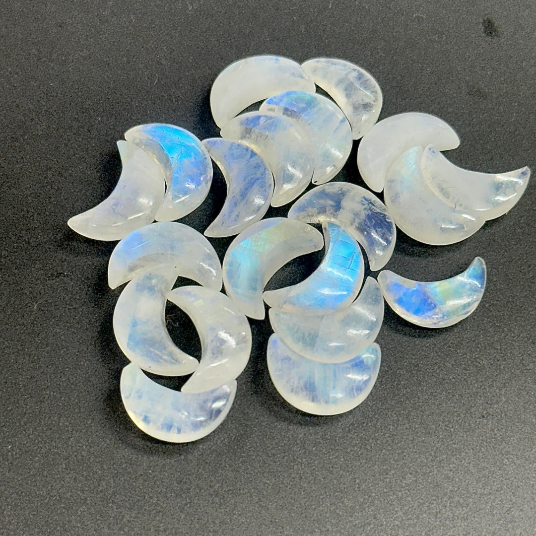 Rainbow Moonstone Moon Beads: Hand Carved Briolette Gemstone, 12mm