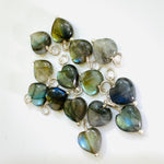 Load image into Gallery viewer, Natural Labradorite Heart Shape Carved Gemstone Jewellery Making Charm With 925 Silver, Necklace Bracelet, Earrings Making Charms 10 mm
