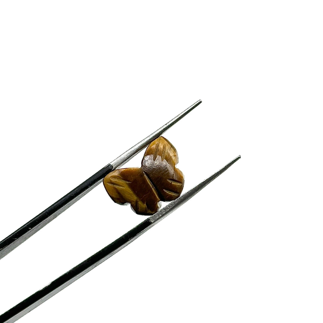 Natural Tiger Eye Shape Beads, AAA Tiger Eye Hand Carved Butterfly Briolettes, Gemstone Carvings, 13 MM Mini Butterfly Charm