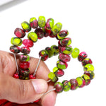 Load image into Gallery viewer, Neon Copper Turquoise Rondelle Beads: Hot Pink &amp; Green, 8-10mm, 4 Inch