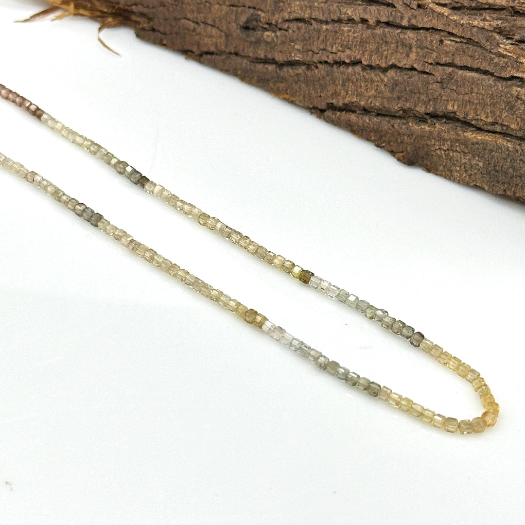 Multi Zircon Box Beads: 3mm Cube Gemstone Strand, 13 Inch