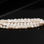 Load image into Gallery viewer, Natural Freshwater Oval Pearl Beads, AAA White Rice Pearls, High Lustre Pearl for Necklace Making, 10-11 MM Genuine Pearls, 5 Inch Strand