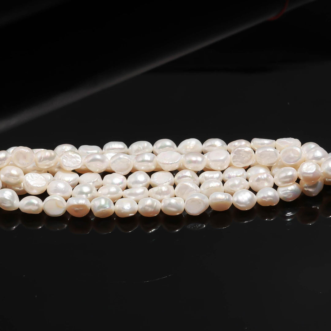 Natural Freshwater Oval Pearl Beads, AAA White Rice Pearls, High Lustre Pearl for Necklace Making, 10-11 MM Genuine Pearls, 5 Inch Strand