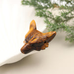 Load image into Gallery viewer, Natural Tiger Eye Fox Head Carving, Tiger Fox Crystal, Home Decor, Reiki Heal Gemstones, Jewelry Making Pendant Beads, Side Drill