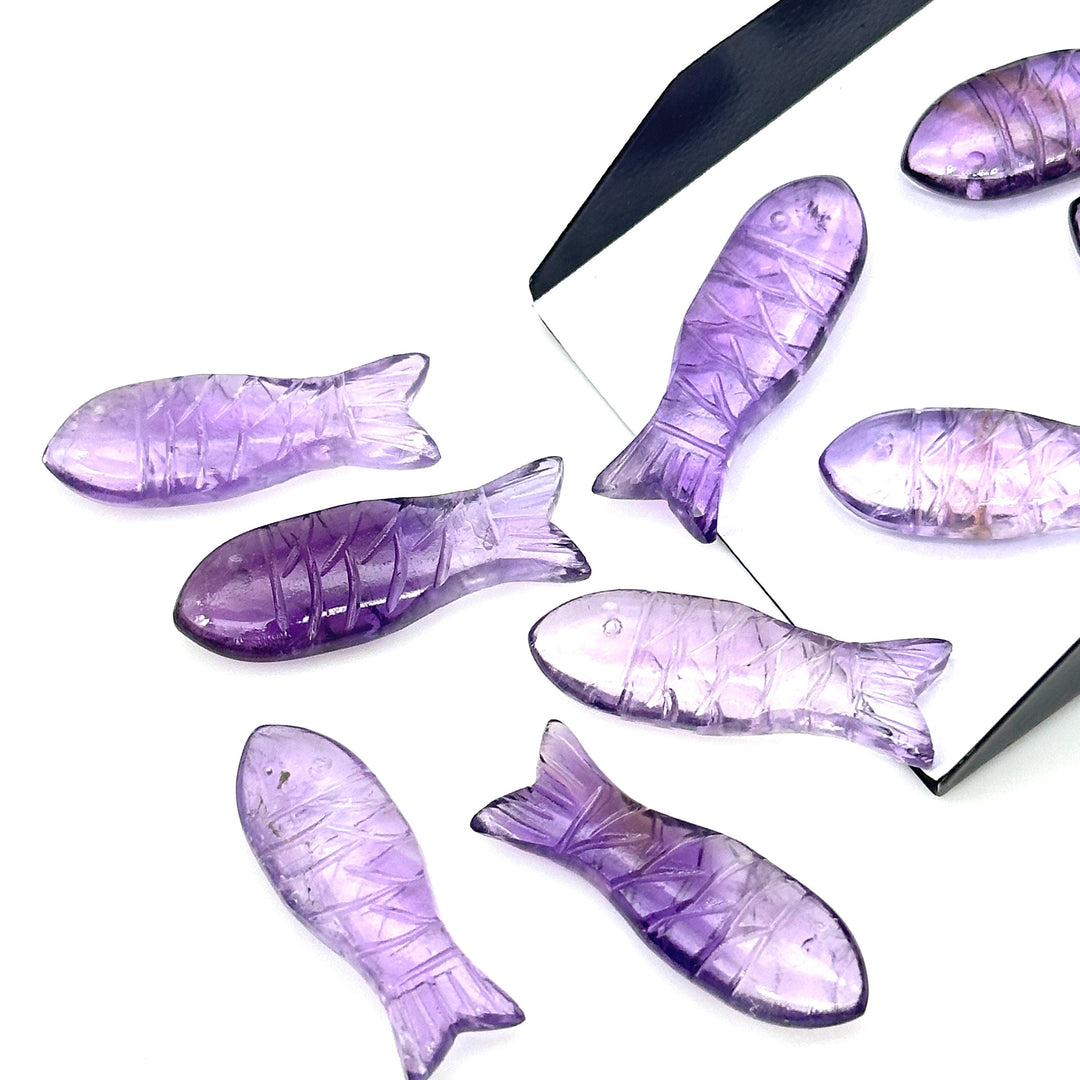 AAA Pink Amethyst Fish Shape Gemstone Crystals, Natural Amethyst Fish Beads for Jewelry Making, 30 MM, Home Decor Stone Gifts