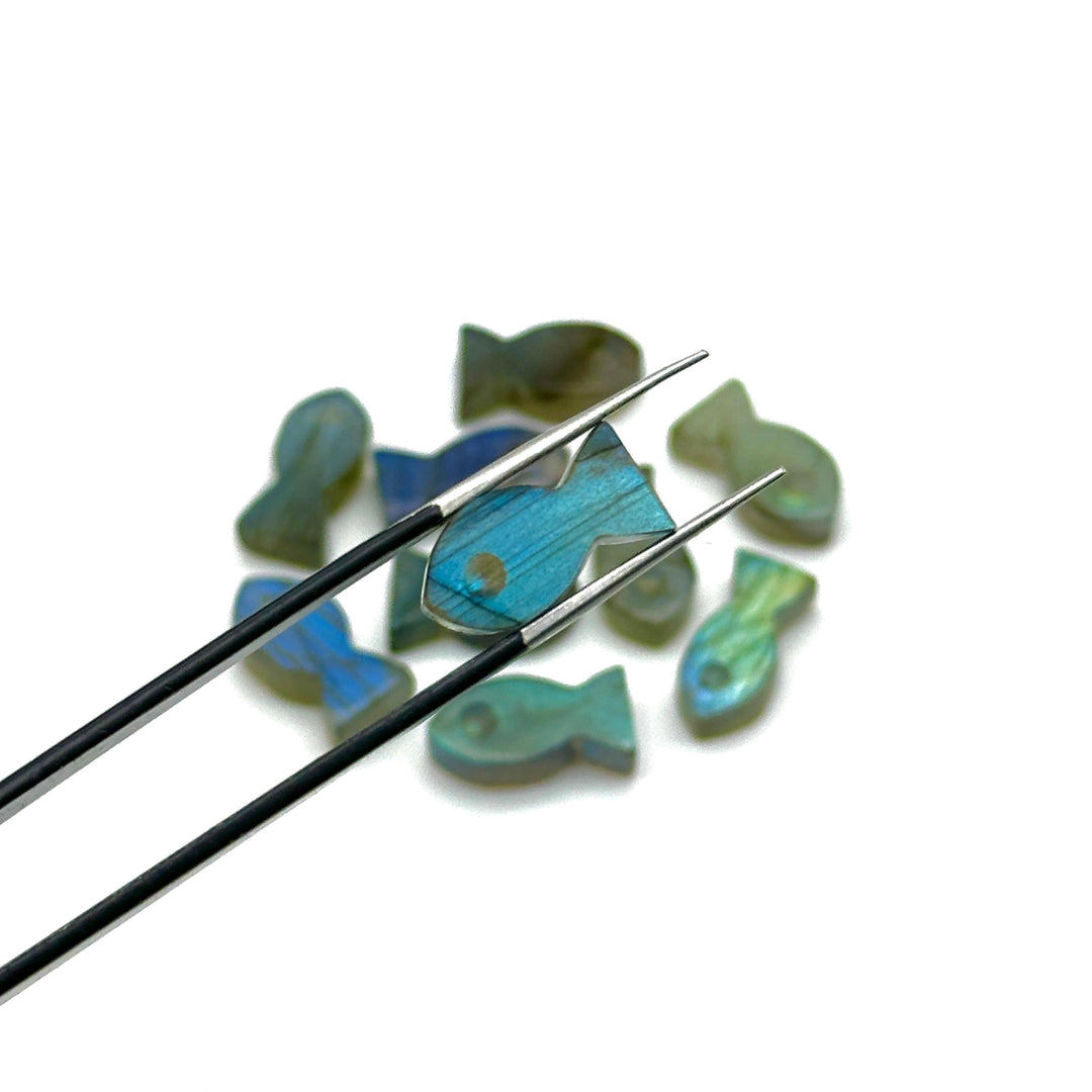 Flashy Natural Labradorite Fish Charm Beads, Fancy Fish Shape Carved Gemstone, 7X14 MM Loose Gemstone Fishes For Jewelry Making, DIY Beads
