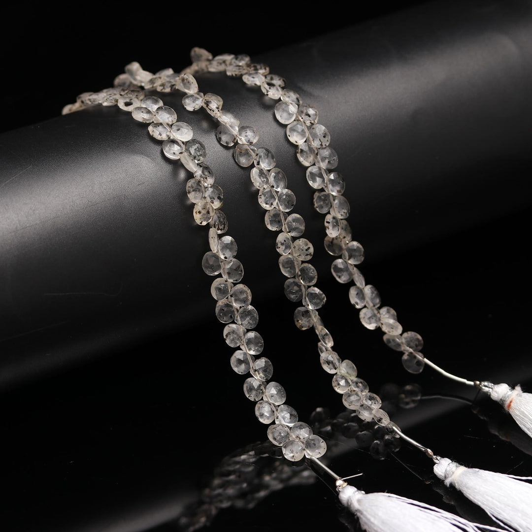 Doated Quartz Heart Shape Briolettes, Natural AAA Doated Quartz Heart Shape Beads, 6" Faceted Heart Beads, 6 MM Heart Beads