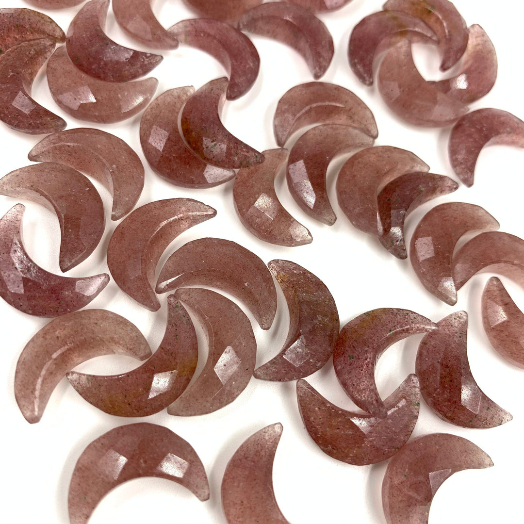 2,3,4,5,Pcs Natural Strawberry Quartz  faceted Carved Moon Shape Briolettes, Carved Moon Shape Gemstone For Jewellery,  Faceted Moon  17  mm