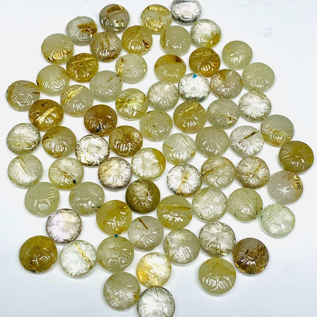 5,6,7,8,9 pcs Natural Golden Routile Fancy Shape Carved Gemstone, Loose Gemstone, Fancy Shape Gemstone For Jewellery, 11 mm