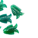 Load image into Gallery viewer, Natural Green Onyx Carved Fish Shape Gemstone, Hand Carved Fish Shape Gemstone, Jewelry Making Gemstones, 17X26 MM, Blue Fish Charm Pendant