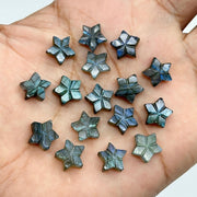 AAA+ Flashy Labradorite Carved Star Shape Gemstone, Hand Carved Labradorite Star Charm For Jewelry Making, 10 MM Flower Carved Stars Beads