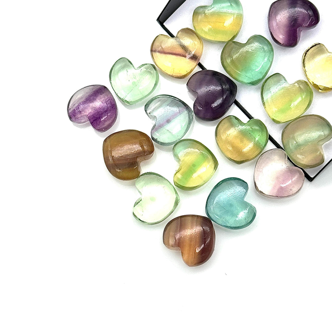 Natural Rainbow Fluorite Heart Shape Briolette's, AAA Fluorite Smooth Heart Shape Beads, AAA Hand Carved Charm for Jewelry Making 12 MM