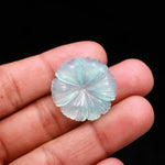 Load image into Gallery viewer, Aqua Chalcedony Flower Shape Carving, Blue Flower Shape Gemstone Beads, Flower Charms, 25 MM Reiki Healing Crystal Gifts