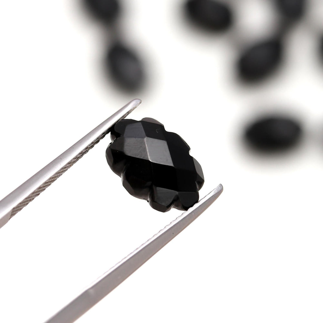 Amazing Black Onyx Clouds Shape Beads, Natural Onyx Faceted Cloud Shape Beads, Carved Cloud Shape Charms, 12 MM, Loose Carved Briolettes