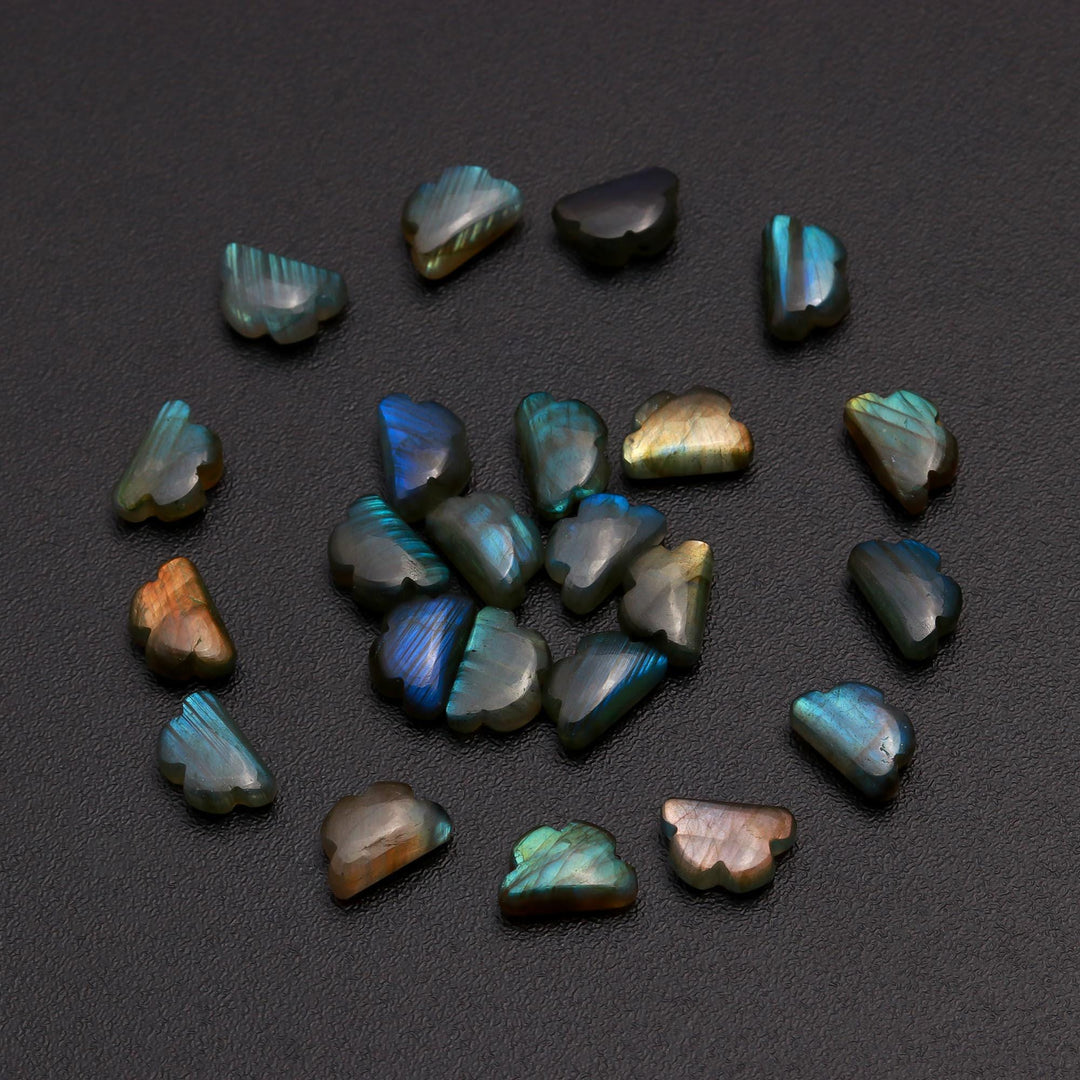 Flashy Labradorite Clouds Shape Gemstone Beads, Labradorite Smooth Cloud Briolette's, Rainy Black Rainbow Cloud for Jewelry Making, 12 MM