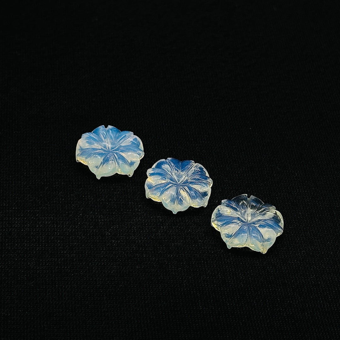 Natural Opalite Flower Shape Carved Gemstone, Flower Shape Carving, Opalite Carved Gemstone For Jewlery 17 mm, Craft Making Flower Charm