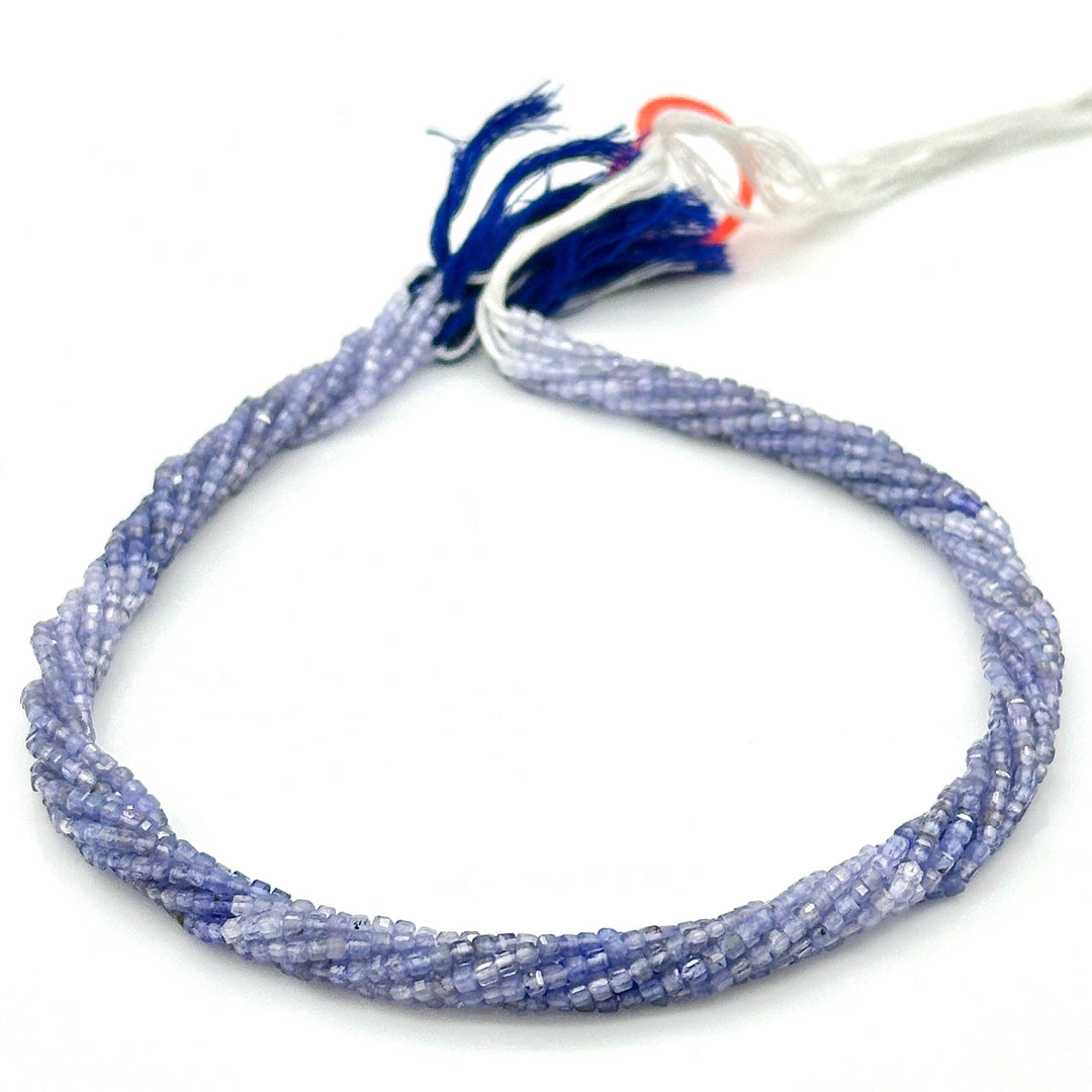 Natural Tanzanite Box Shape Beads, 2 MM Tanzanite Shaded Gemstone Beads, 12 Inches Cube Shape Faceted Loose Beads Strand for Jewelry Making