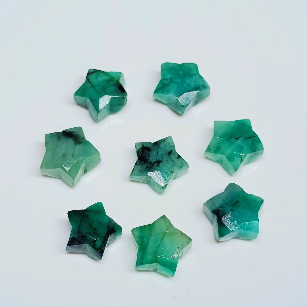 AAA Natural Emerald Faceted Star Shape Gemstone, Green Emerald Star Shape Briolettes, Loose Star Gemstone for Jewelry Making, 10 MM