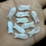 Load image into Gallery viewer, Rainbow Moonstone Fish Carving: Hand Carved Briolette Charm (8x20 MM
