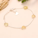 Load image into Gallery viewer, Natural Lemon Quartz Heart Shape Beads Bracelet, Lemon Quartz Heart Beads Bracelet, Girl's Gift Chain Bracelet, 925 Silver Gift for Her