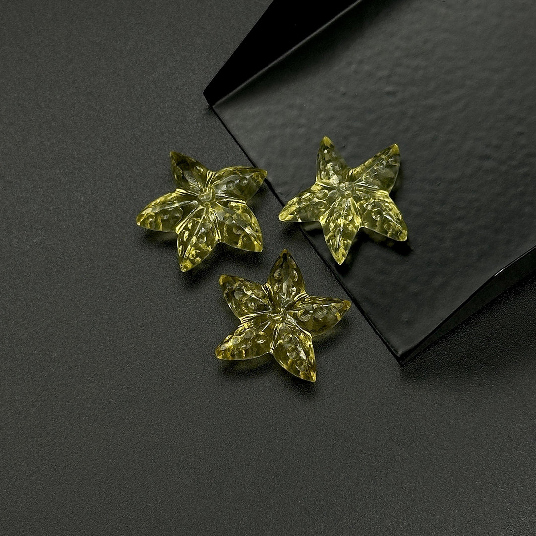 Lemon Quartz Star Fish Shape Gemstone, Natural Lemon Quartz Fish Shape Carved Beads, Star Fish Carvings, Handmade Carvings 20 MM
