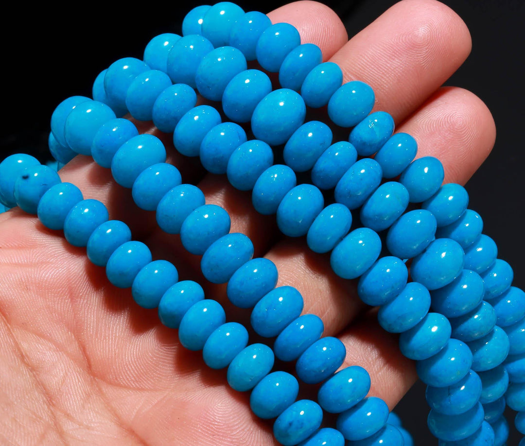 Dark Blue Opal Smooth Rondelle Beads, Blue Color Opal Beads for Jewelry Making, Wholesale Loose Opal Beads, 8 MM Blue Opal for Craft Making