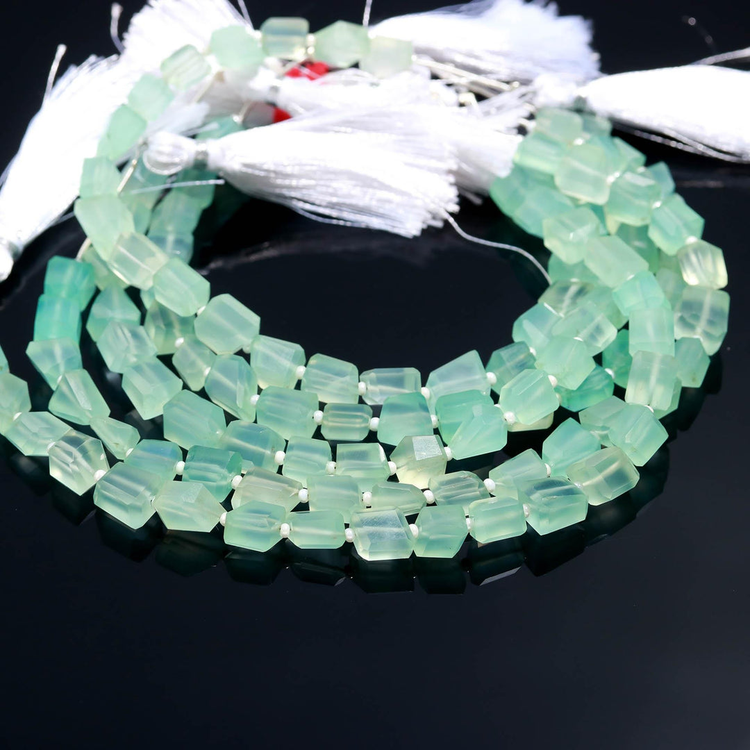 Aqua Chalcedony Nuggets Shape Beads, Aqua Blue Chalcedony Tumble Shape Gemstone Beads, 6X8-7-9MM, 8" Faceted Jewelry Making Loose Beads