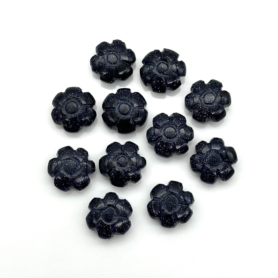 AAA Black Sunstone Flower Shape Beads, Sunstone Flower Shape Carving, Jewelry Making Loose Gemstone Charms, 12 MM, Carved Crystals