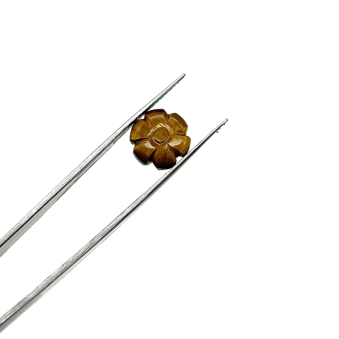 AAA Tiger's Eye Flower Shape Carvins, Natural Tiger Eye Flower Shape Carving, Jewelry Making Loose Gemstone Charms, 12 MM, Carved Crystals