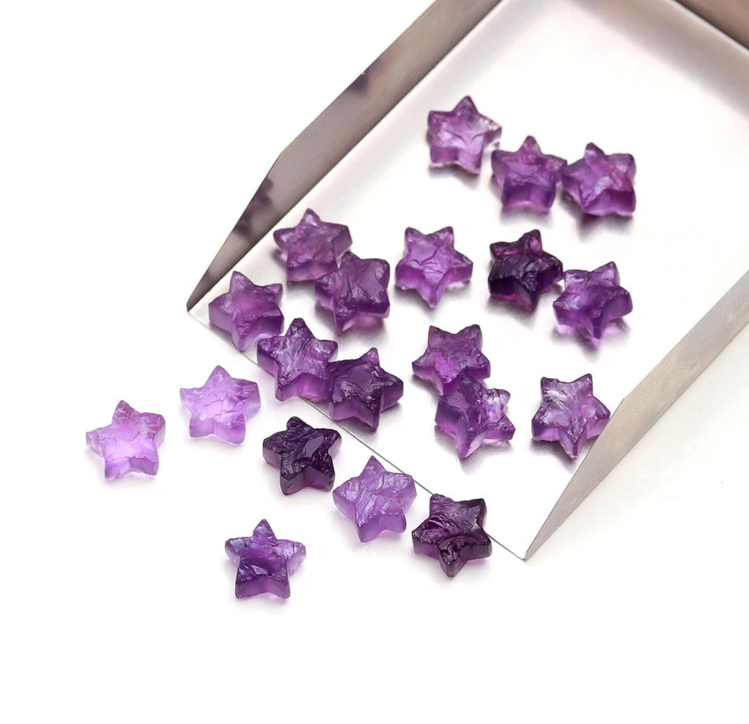 Raw Form Natural Amethyst Star Shape Beads, Amethyst Star Shape Gemstone For Jewlery, Loose Star Jewelry Beads 10 MM, Raw Stars Charm Beads
