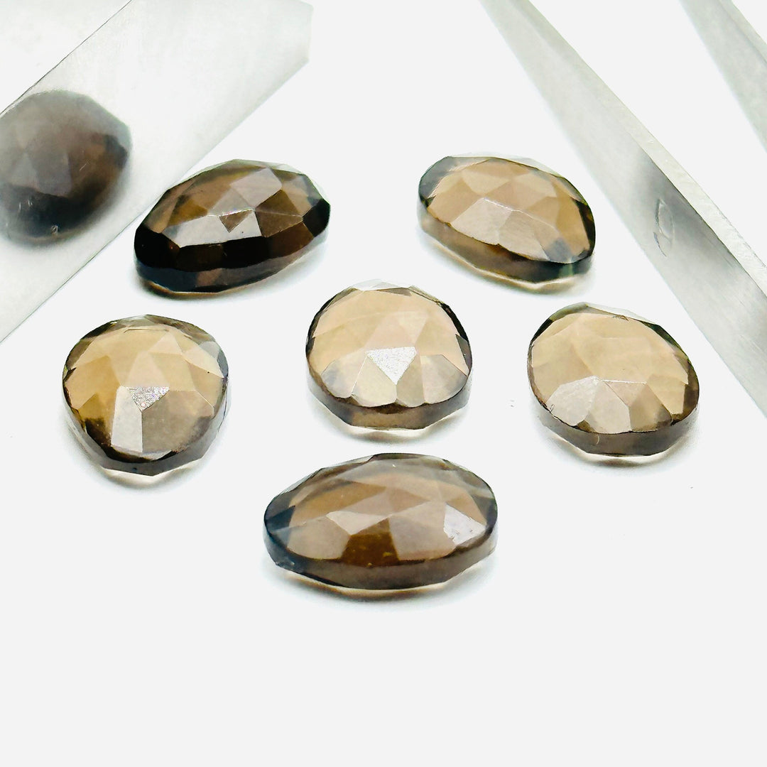 2,3,4,5pcs A-one Quality smokey quartz freeform Rosecut, faceted rosecut, gemstone for jewelry, jewelry making rosecut 10X14 mm
