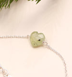 Load image into Gallery viewer, Natural Prehnite Bracelet, Green Prehnite Faceted Heart Beads Bracelet, Women's Gift Chain Bracelet, 925 Silver Jewelry, Girls Anklets