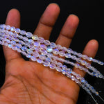 Load image into Gallery viewer, Superb Rainbow Moonstone Oval Shape Beads, Natural Rainbow Moonstone Smooth Oval Beads, 4-7 MM Blue Flashy Oval Beads, 4 Inch Strand