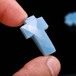 Load image into Gallery viewer, Blue Opal Hand Carved Cross Shape Gemstone, AAA Blue Opal Faceted Blue Opal Cross Beads, Healing Energy &amp; Protection Beads