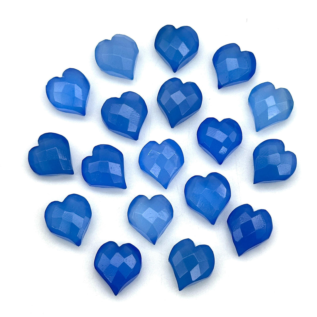 Pretty Blue Chalcedony Heart Shape Beads, Hand Carved Heart Charms for Jewelry Making, Faceted Heart Shape Briolette's, 13 MM