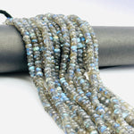 Load image into Gallery viewer, Flashy Labradorite Faceted Rondelle Beads, Natural Blue Fire Labradorite Beads, 4 mm MM Black Rainbow Beads, Wholesale Jewelry Making Beads