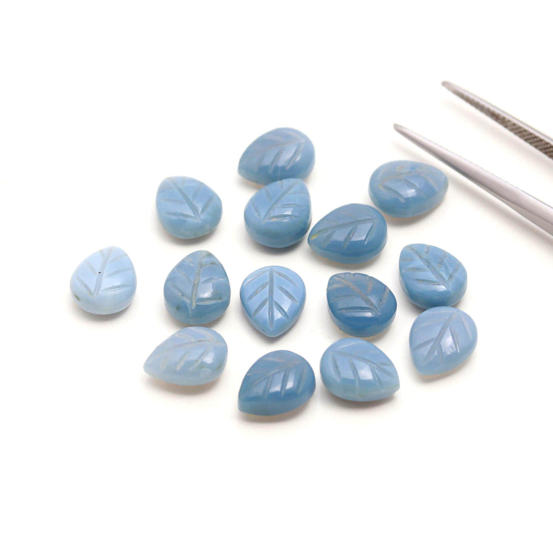 Natural Blue Opal Leaf Shape Briolette's, Hand Carved Blue Opal Leaf Shape Beads, Wholesale Loose Leaves Charms for Jewelry Making, 10 MM