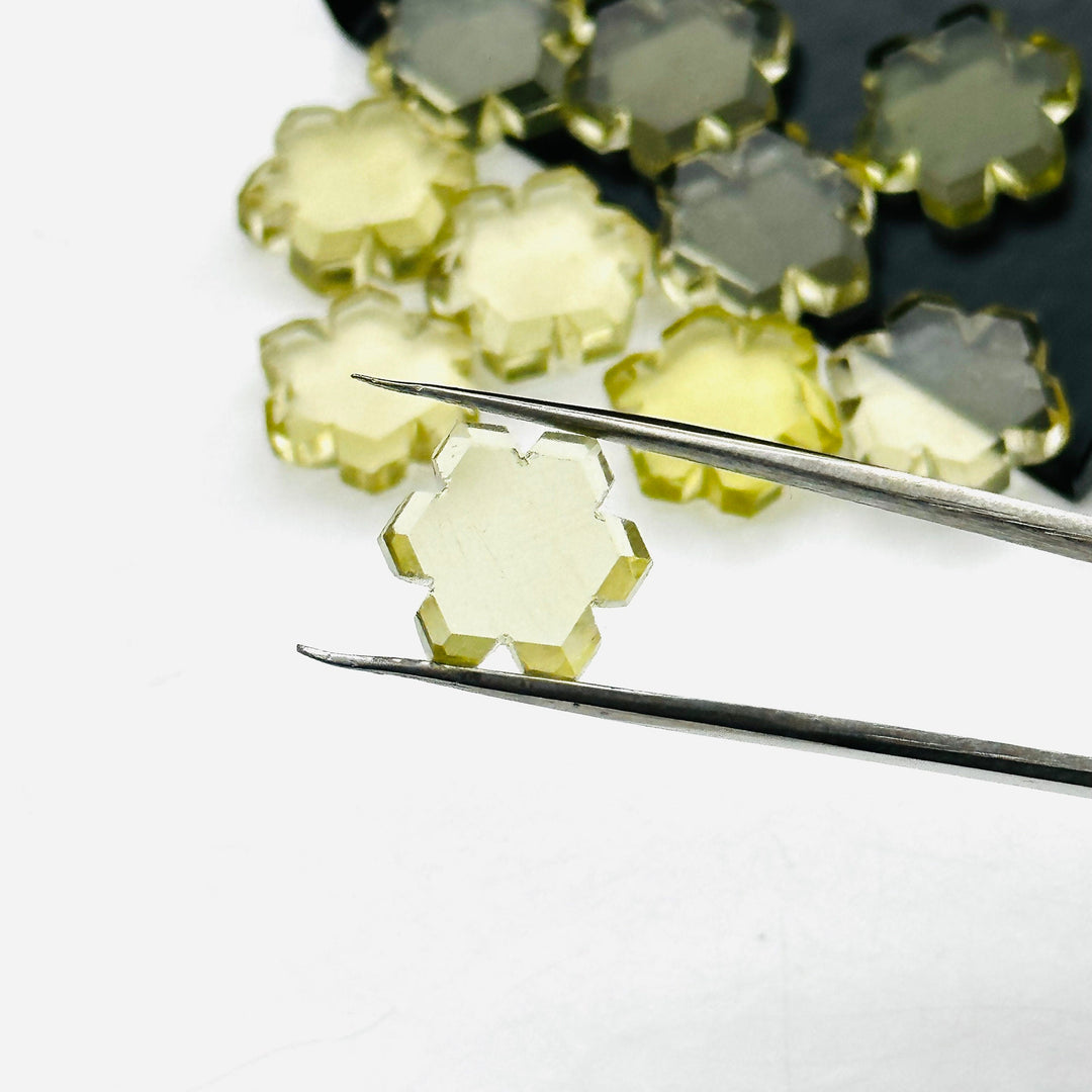 Beautiful Lemon Quartz Flower Shape Beads, 11 MM Lemon Quartz Carved Gemstone, Hexagon Shape Hand Carved Beads, Jewelry & Craft Making Charm