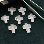 Load image into Gallery viewer, Natural Rose Quartz Cross Shape Gemstones Beads, Hand Carved Faceted Cross Shape Charms Beads, Holy Gemstone Beads Energy Beads 15X10 MM
