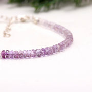 Pink Amethyst Shaded Beads Bracelet, Natural Amethyst Beads Bracelet, February Birthstone Gift For Her, 4 MM, 925 Silver Bracelet For Her