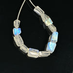Load image into Gallery viewer, High Quality Flashy Rainbow Moonstone Tumble Shape Beads, Nugget Shape Faceted Beads, 4" Strand, Blue Fire Rainbow Moonstone Tumble Beads