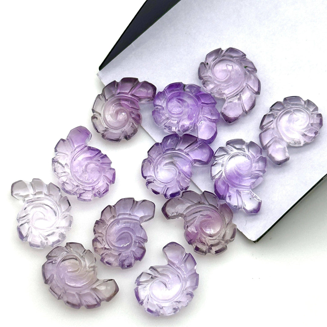AAA+ Pink Amethyst Carved Shell Beads, Hand Carved Snail Shell Shape Gemstone, Seashell Charm, 16 MM Beach Shell Beads For Jewelry Making